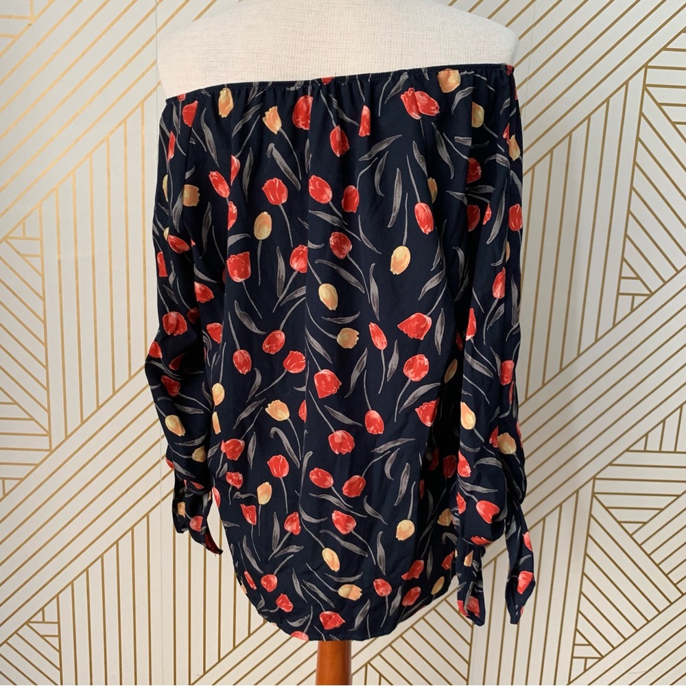Le Lis Floral Tulip Off The Shoulder Blouse boho bohemian feminine romantic L - Picture 10 of 11